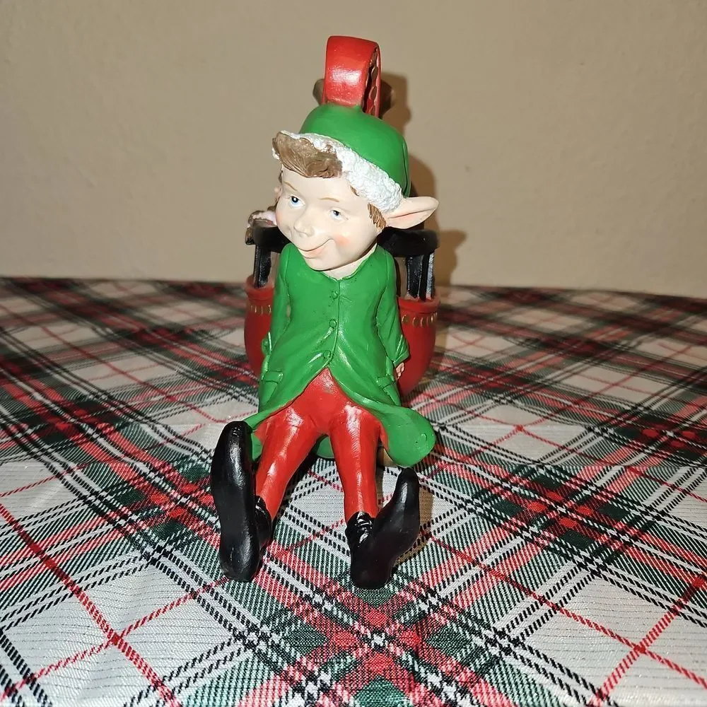Holiday Home Festive North Pole Elf Sleigh Resin Decor